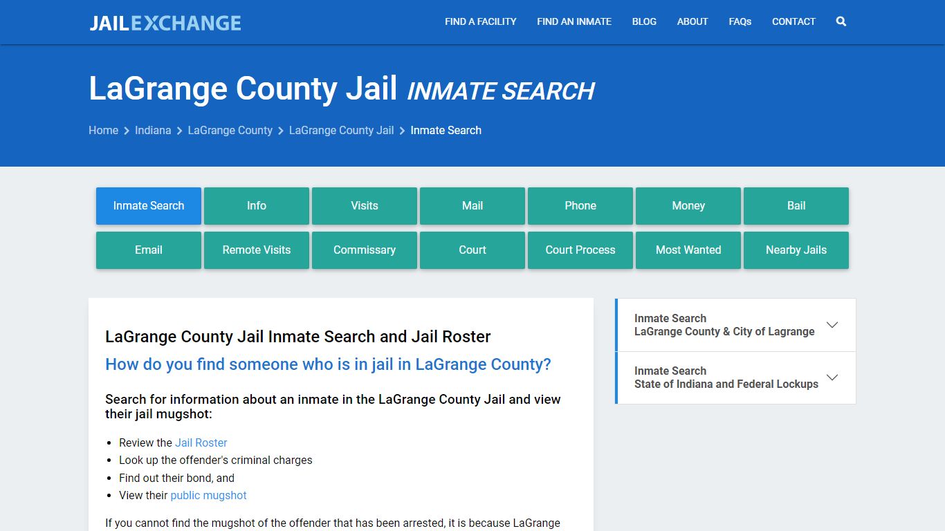 LaGrange County Jail Inmate Search - Jail Exchange